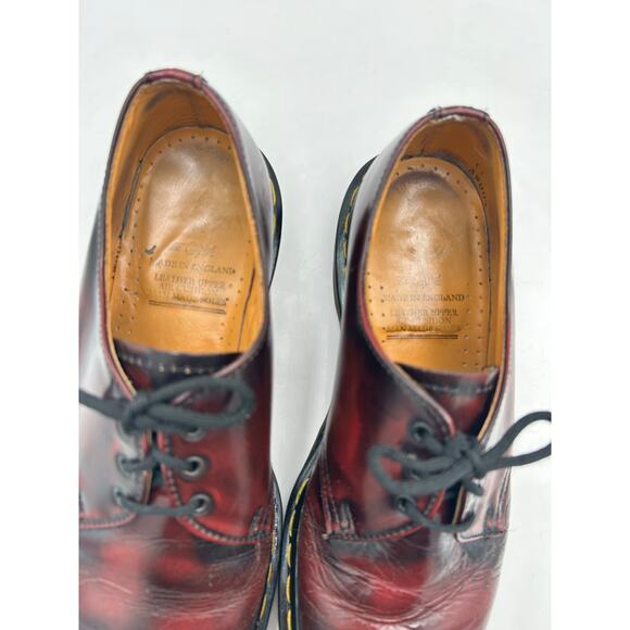 RARE Dr. Marten vintage 3 Oxford shoe eye rub off oxblood MADE IN ENGLAND SZ8 - Picture 11 of 12